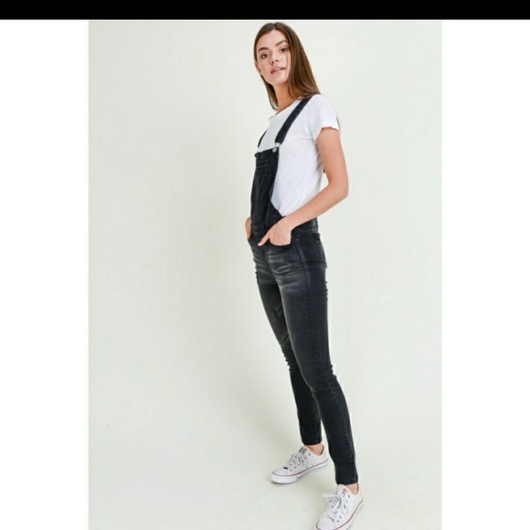 Overall black distress skinny jeans🔥 fla$h🔥 - Picture 5 of 8